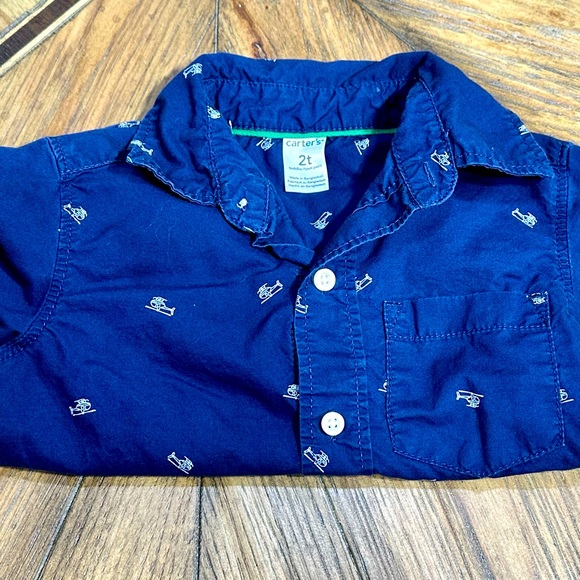 Carter's Other - EUC Carter’s Toddler Boys Button Down Navy Helicopter Long Sleeve Shirt—Size 2T